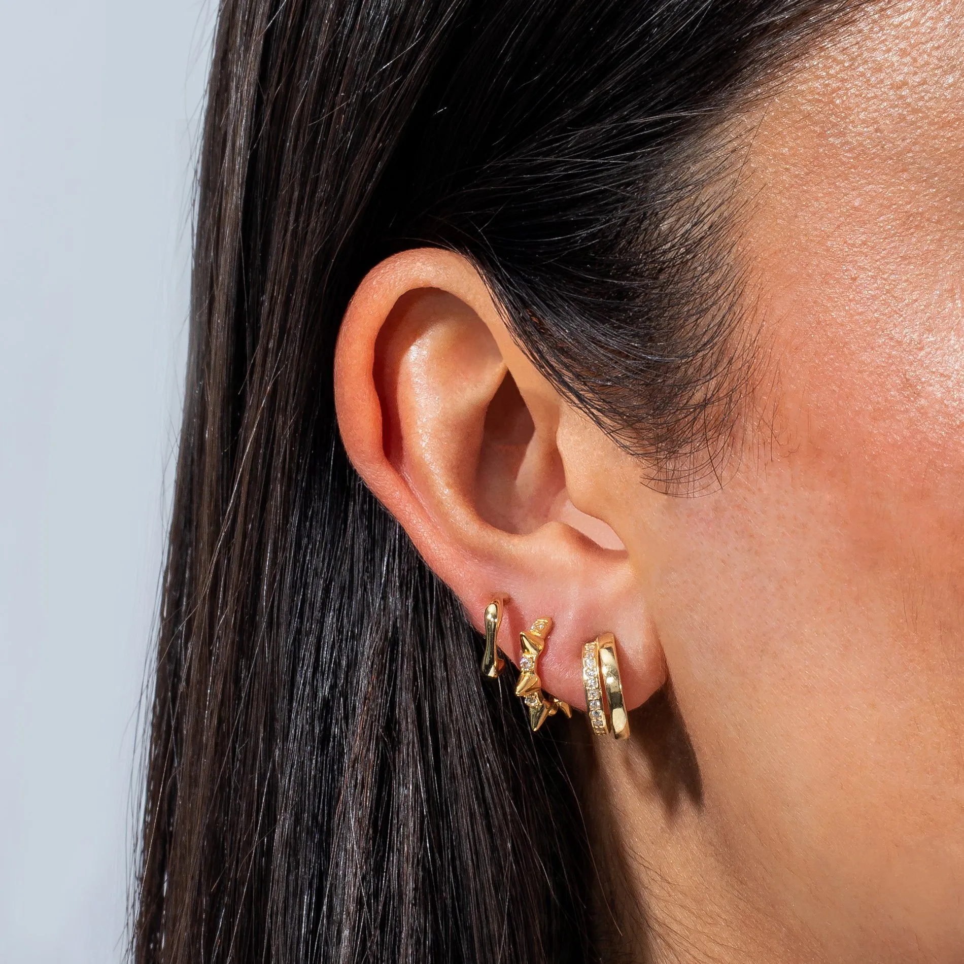 Diamond Spike Hoop Earring 14K