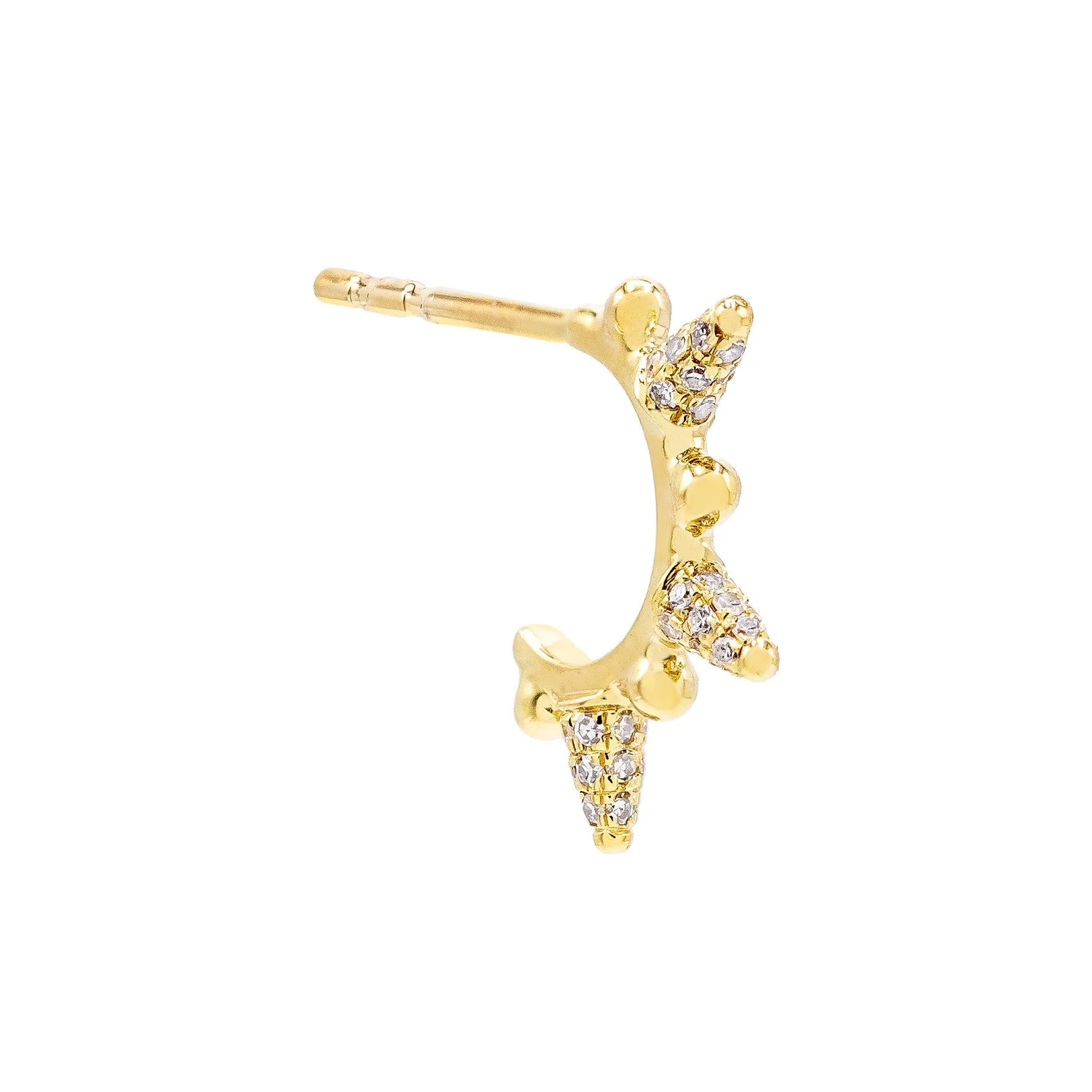 Diamond Spike Hoop Earring 14K