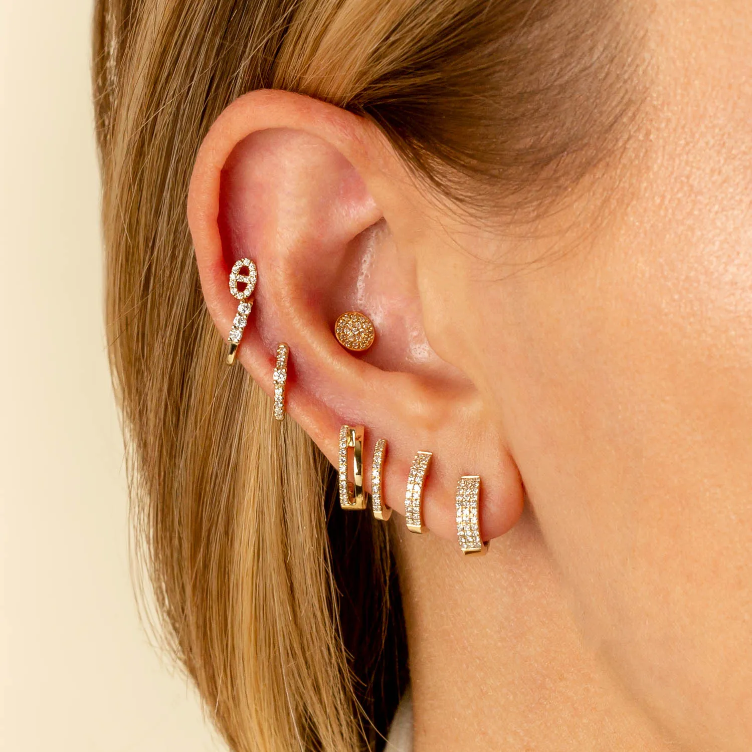 Diamond Spike Huggie Earring 14K