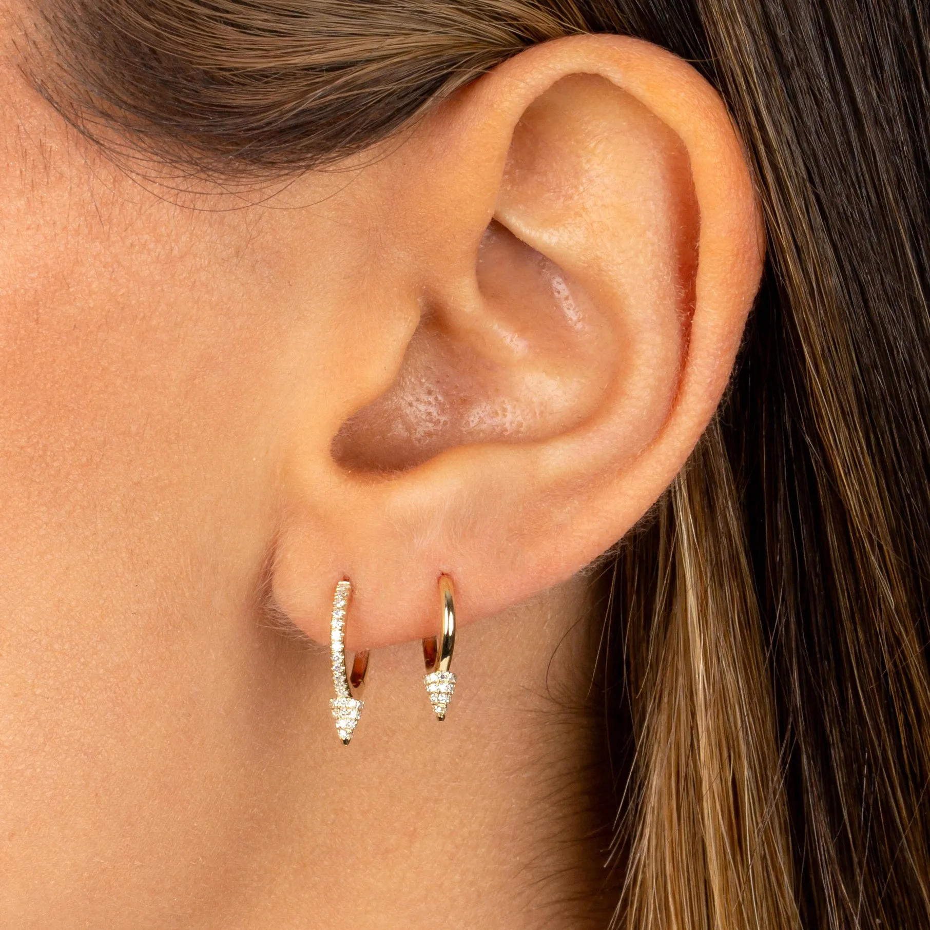 Diamond Spike Huggie Earring 14K