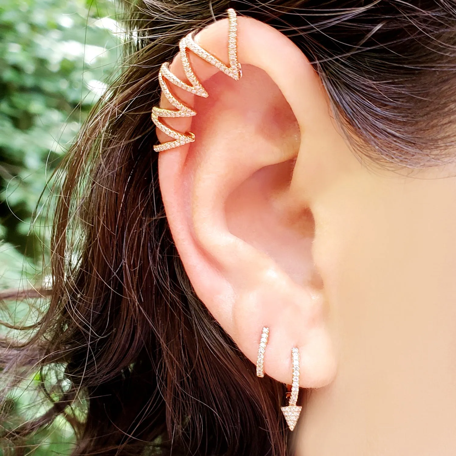 Diamond Spike Huggie Earrings