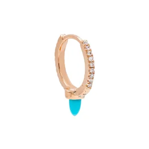 Diamond Turquoise Spike Huggie Earring 14K