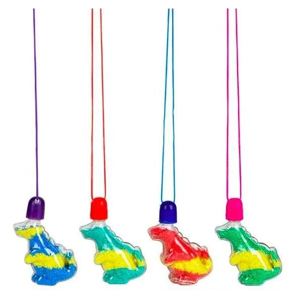 Dinosaur Sand Art Necklaces (12 Pack)