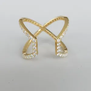 Doppio Fascino - 18K Gold Lab Grown Diamonds Pave Statement Ring