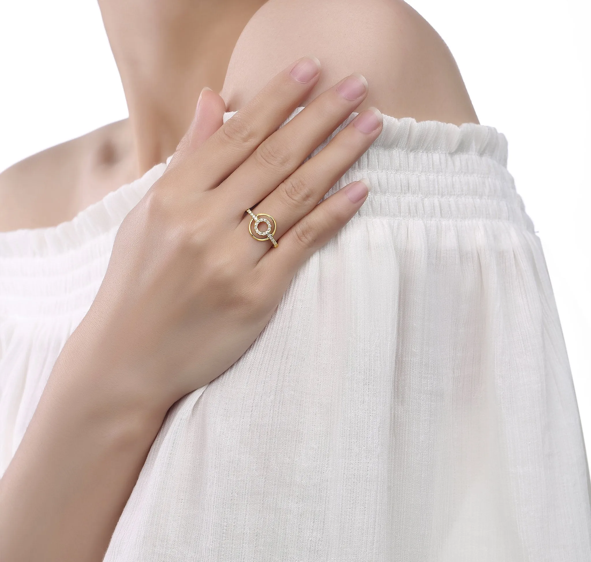 Double Circle 0.23ctw Lab Grown Diamond Ring <br> R-00729WHT