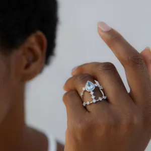 Double Row Blue Topaz Crown Ring