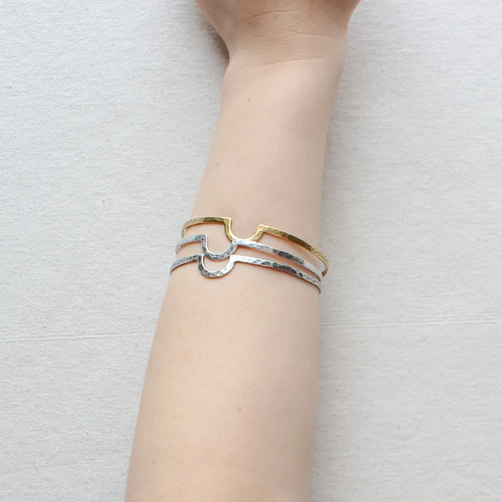 Double Semi-Circle Notch Bangle Bracelet