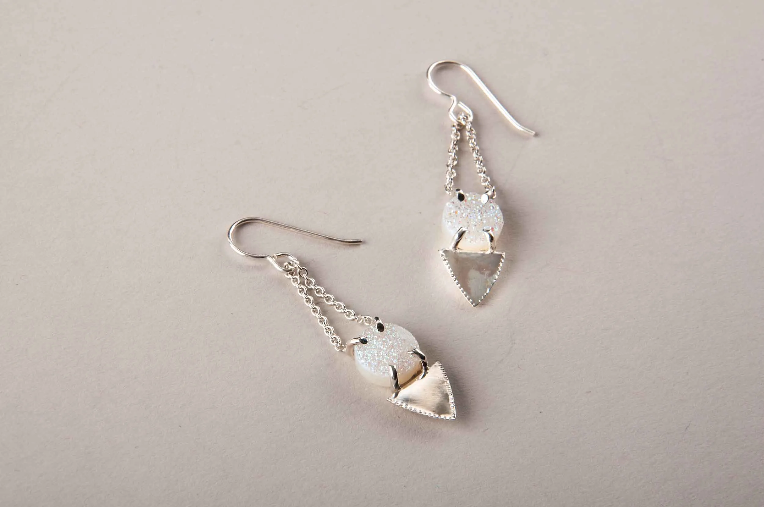 DRUZY SPIKE CHAIN DROP EARRINGS