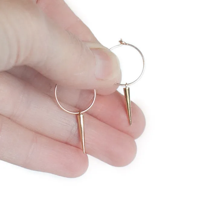 Earring Hoop with Spike in 18K Gold Filled