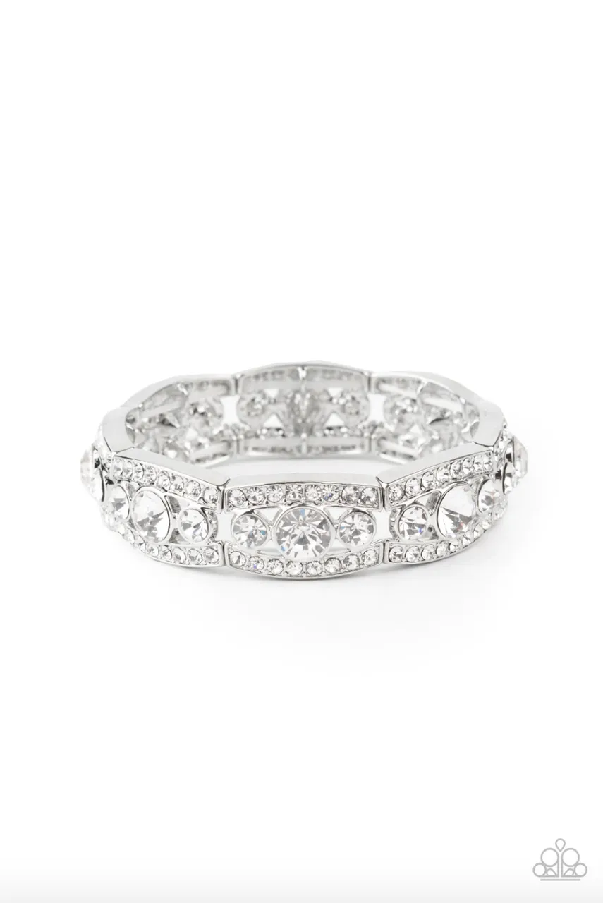 Easy on the ICE White Rhinestone Paparazzi Stretchy Bracelet