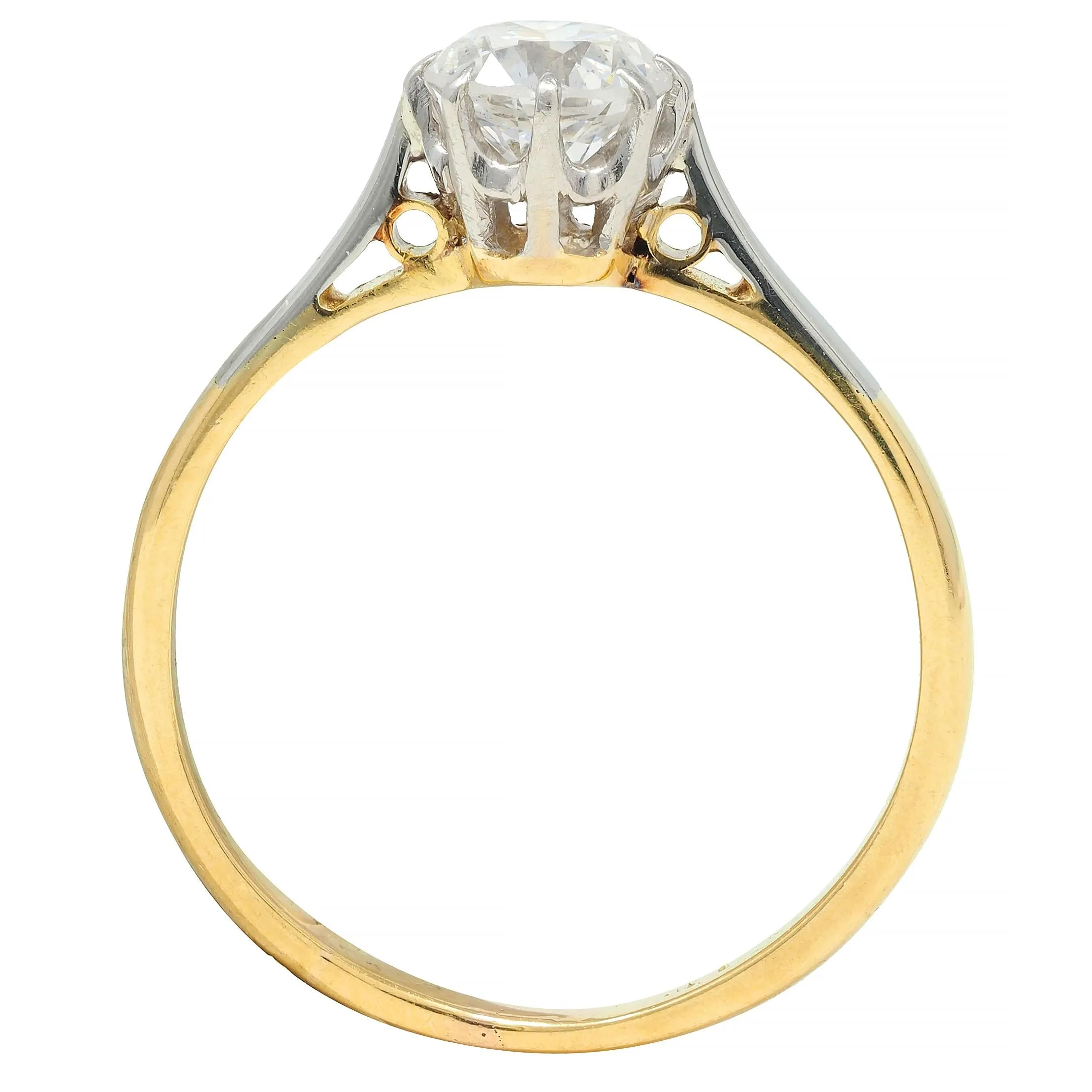 Edwardian 0.55 CTW Old European Cut Diamond Platinum 18 Karat Antique Ring