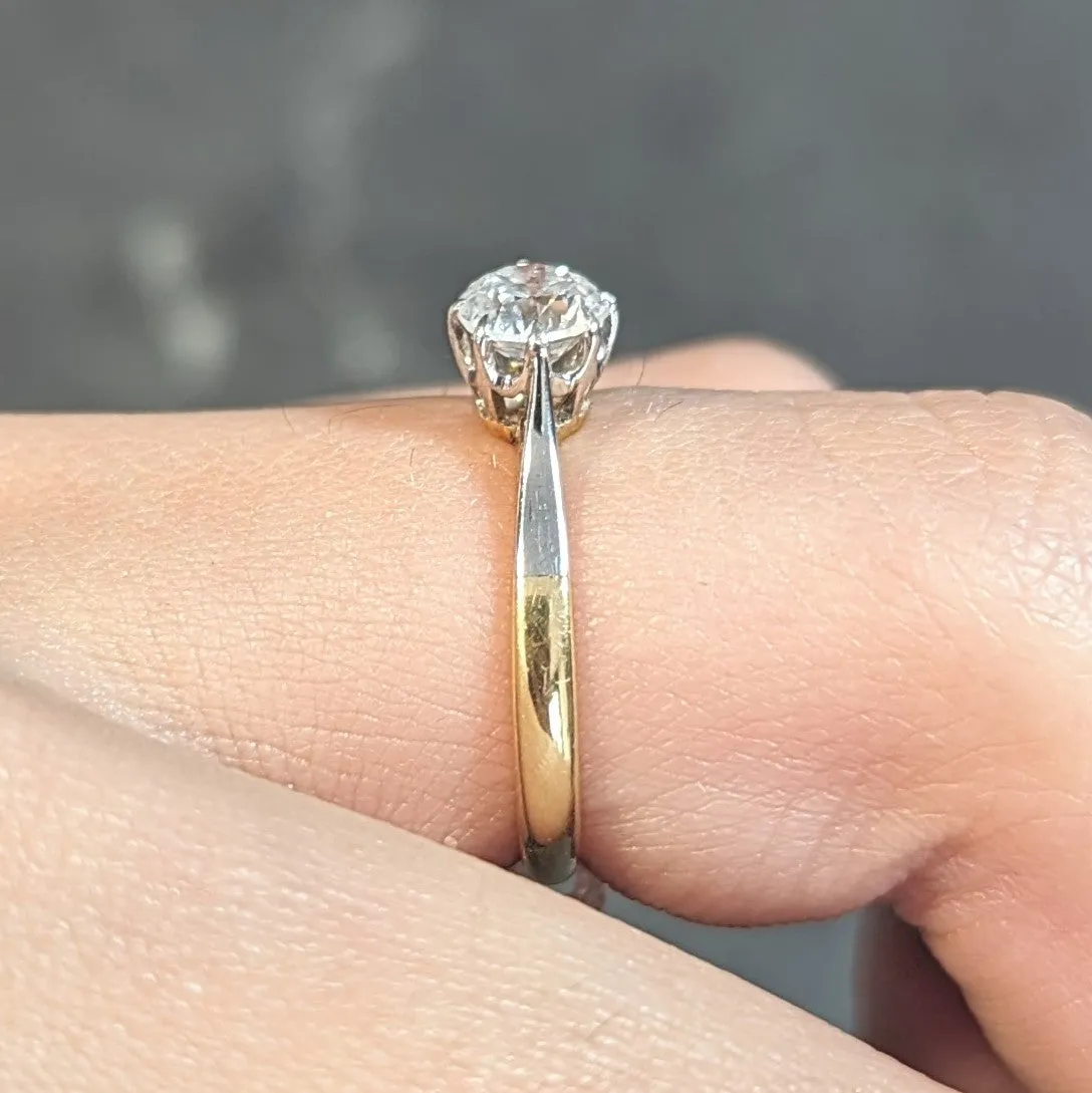 Edwardian 0.55 CTW Old European Cut Diamond Platinum 18 Karat Antique Ring