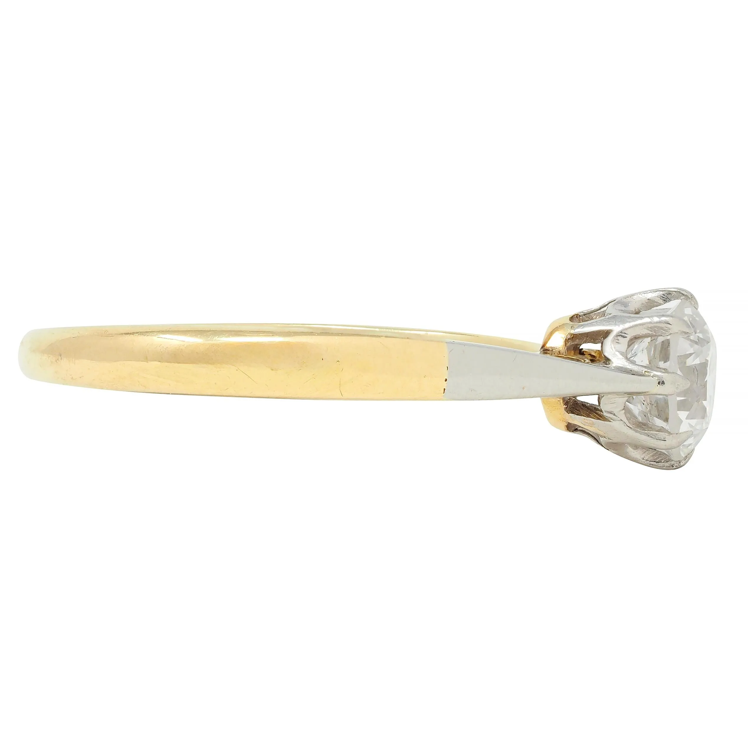 Edwardian 0.55 CTW Old European Cut Diamond Platinum 18 Karat Antique Ring