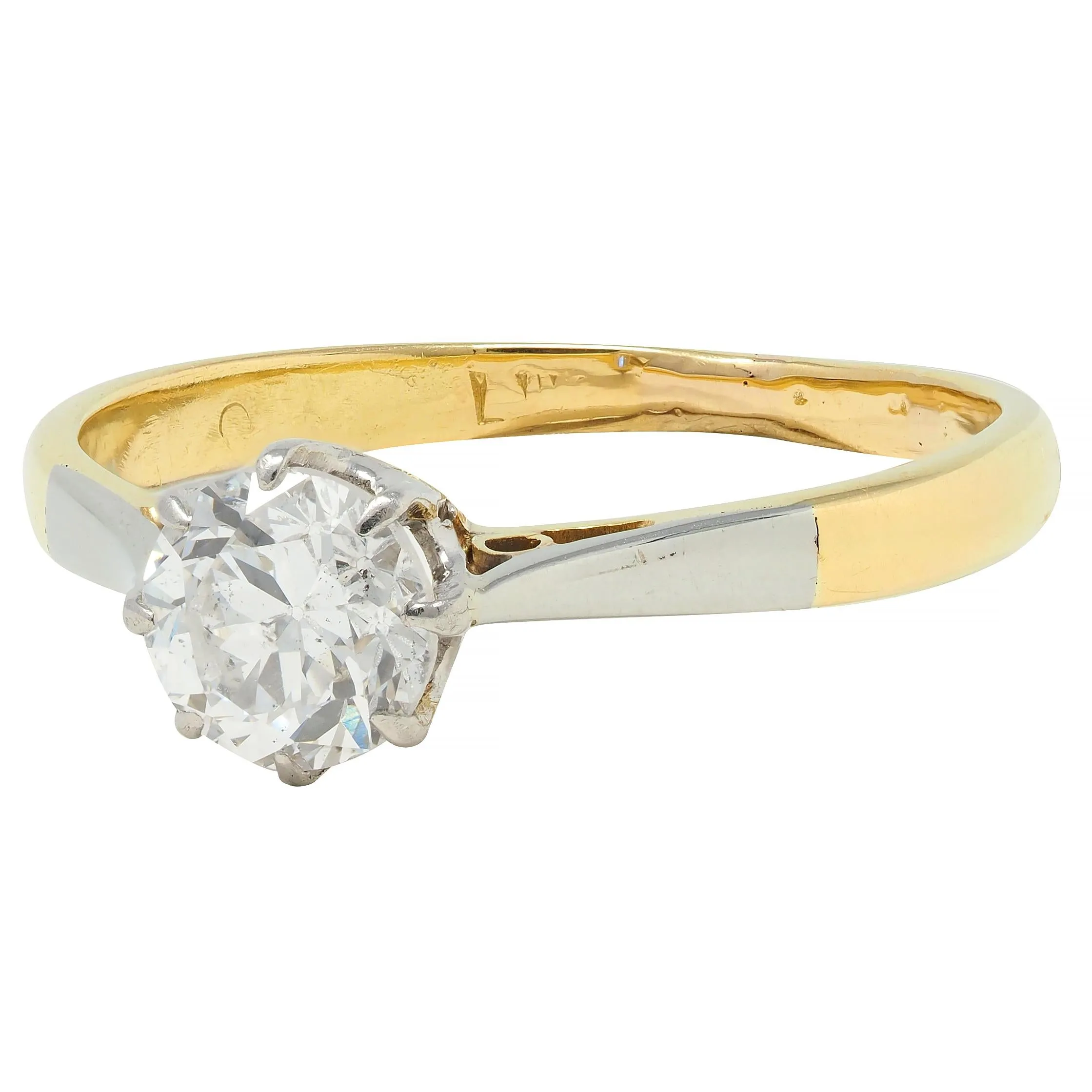 Edwardian 0.55 CTW Old European Cut Diamond Platinum 18 Karat Antique Ring