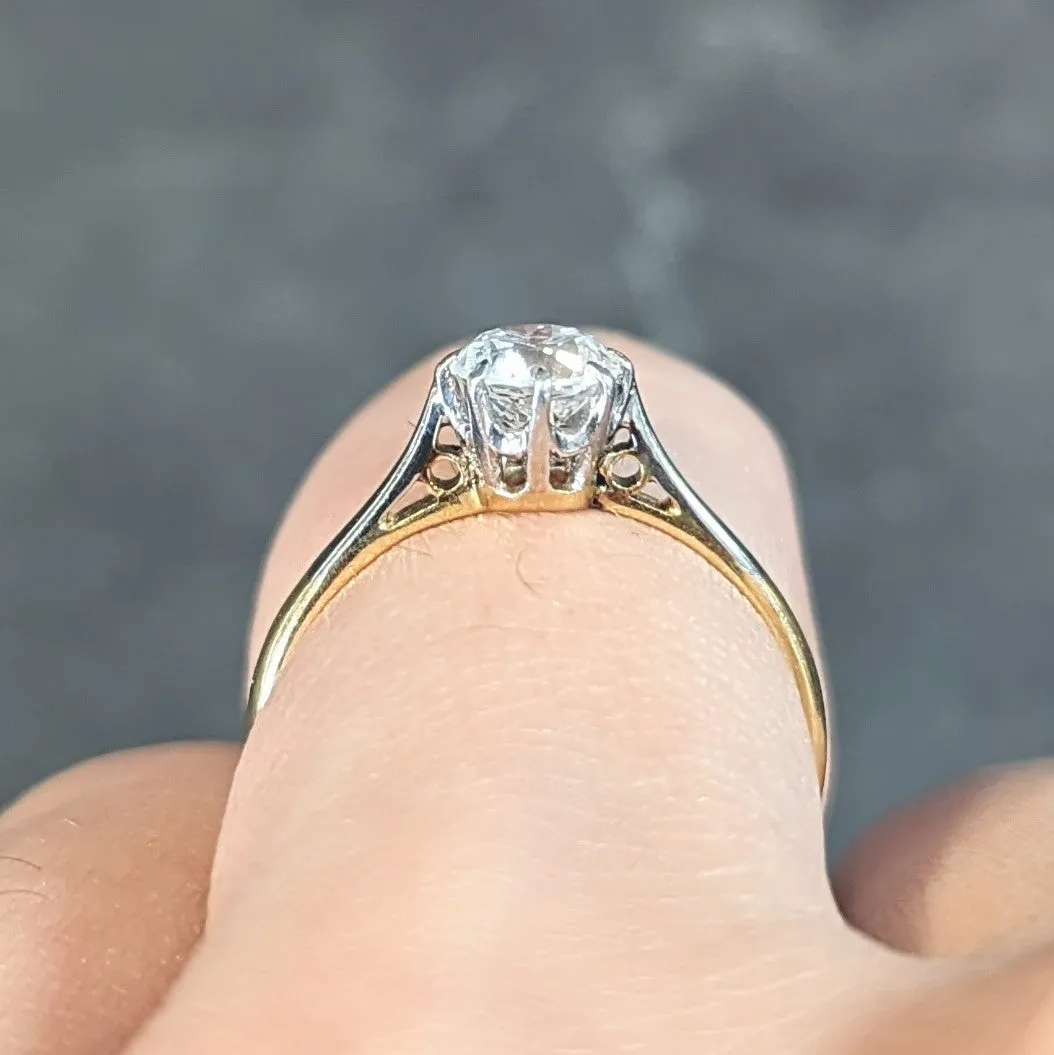 Edwardian 0.55 CTW Old European Cut Diamond Platinum 18 Karat Antique Ring