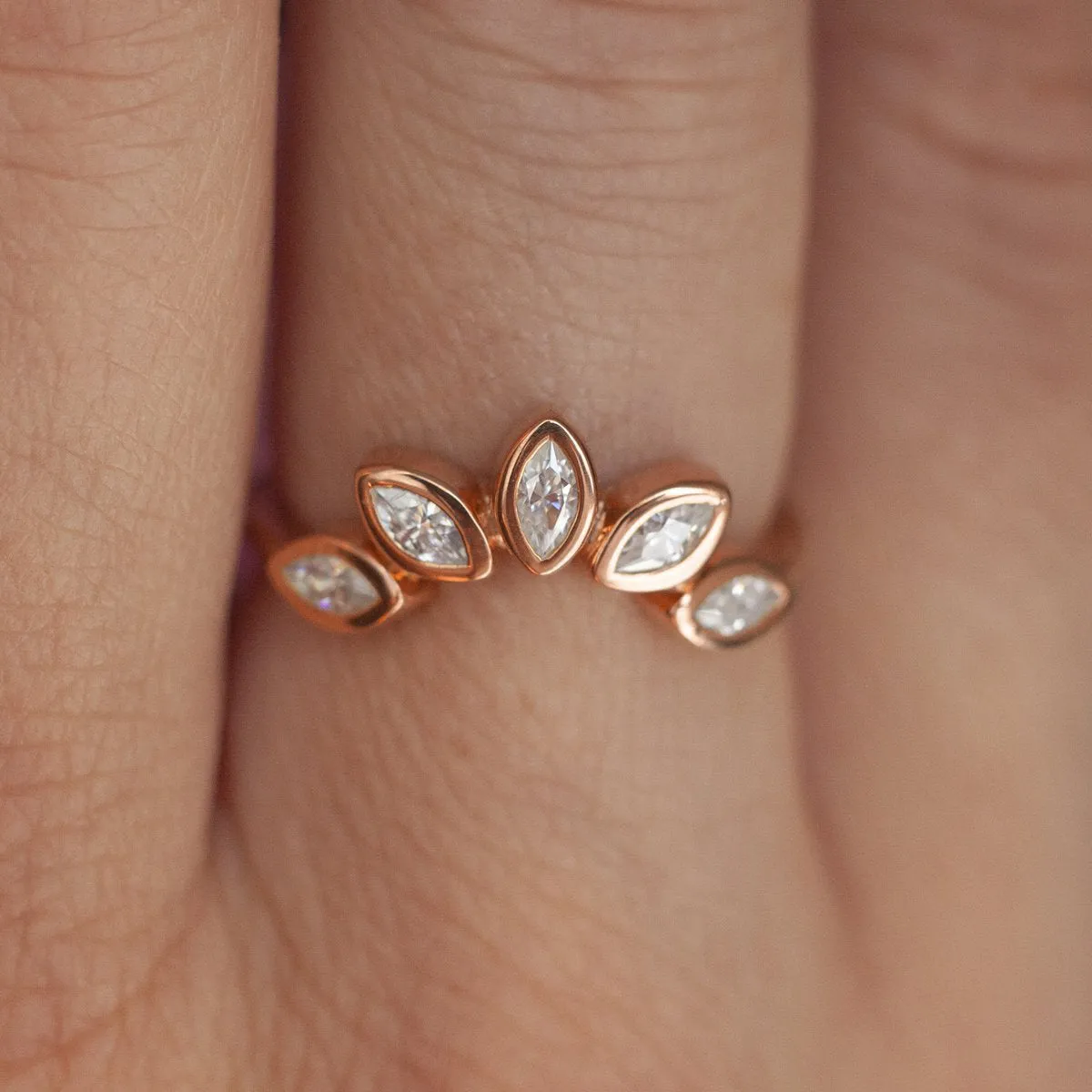 Eliza Stackable Marquise Moissanite Crown Ring