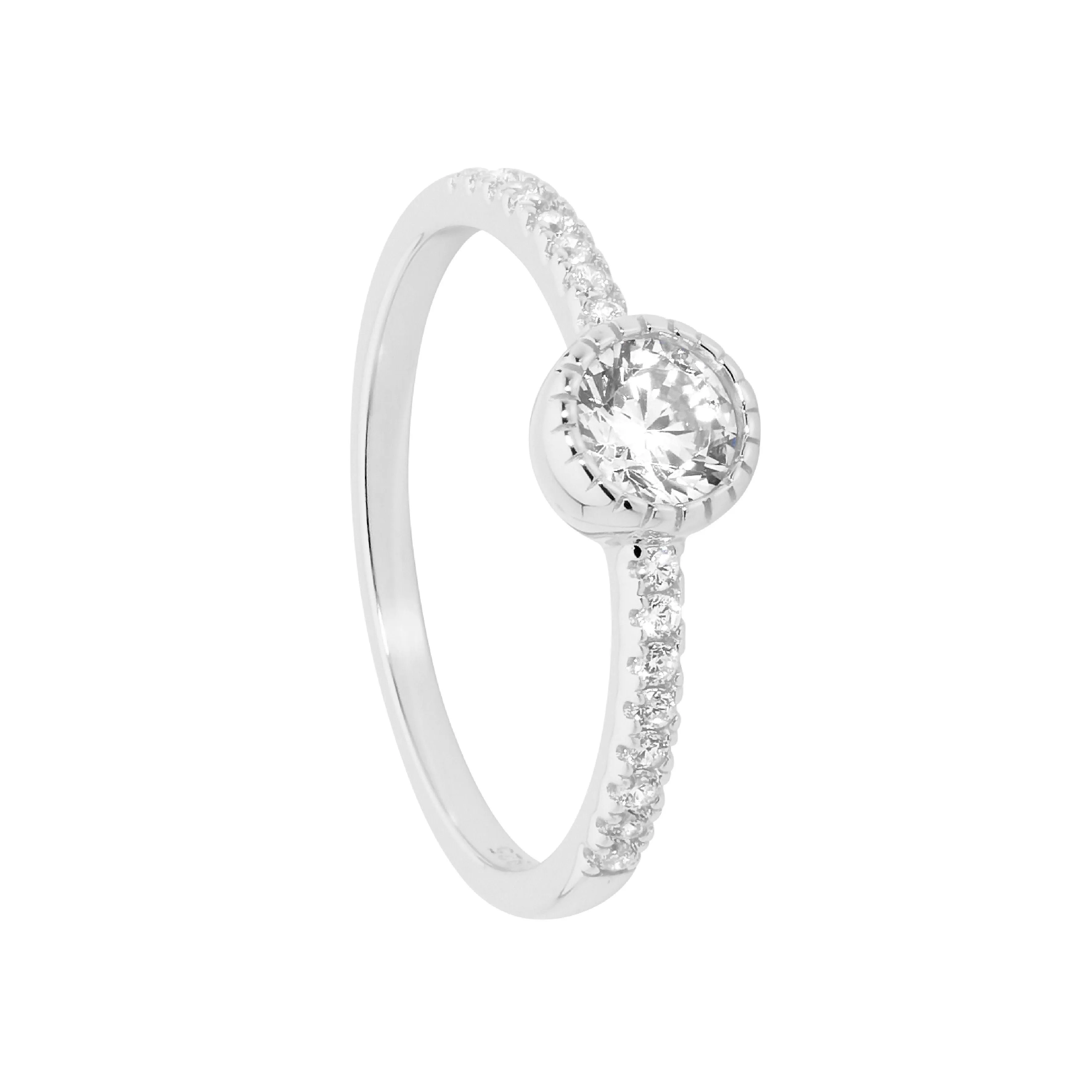Ellani Silver CZ Ring, Size 9