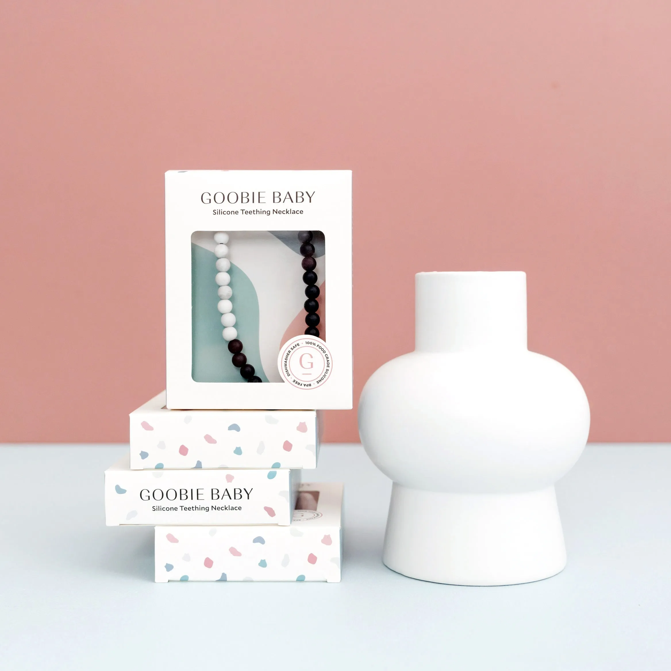 Emma Teething Necklace - Mint/Marble/Gray