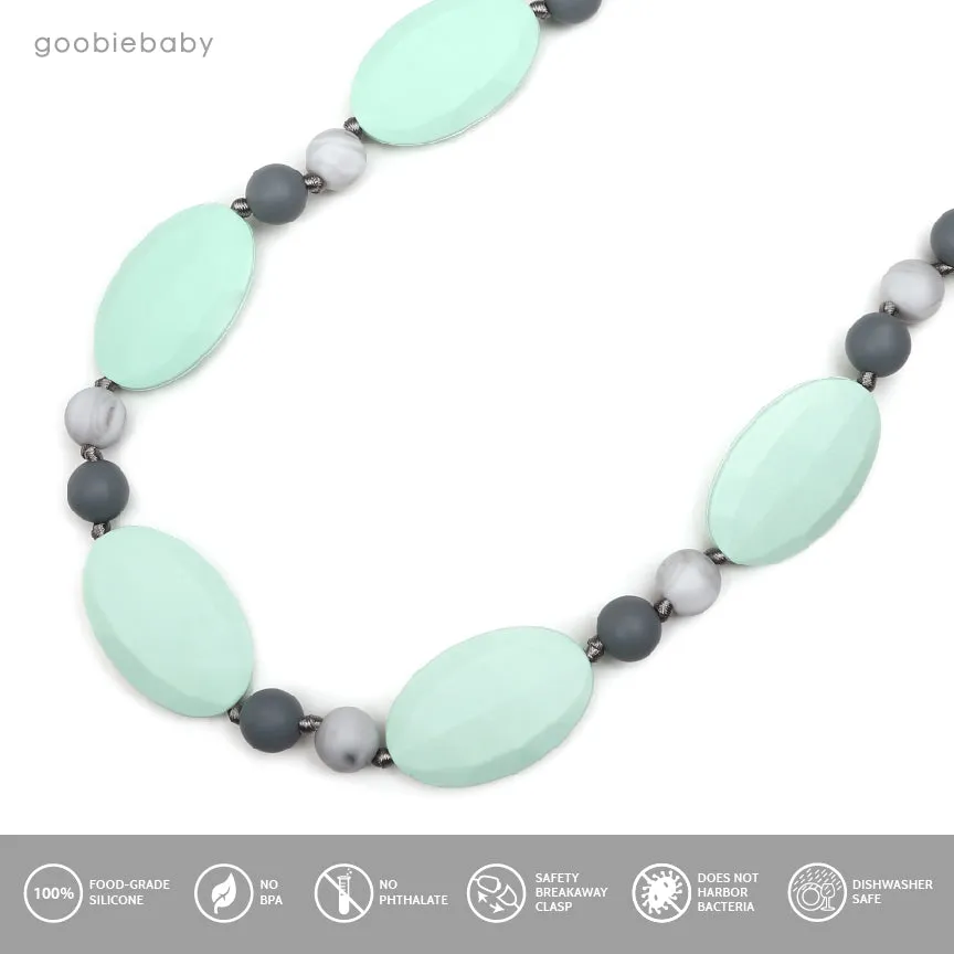 Emma Teething Necklace - Mint/Marble/Gray