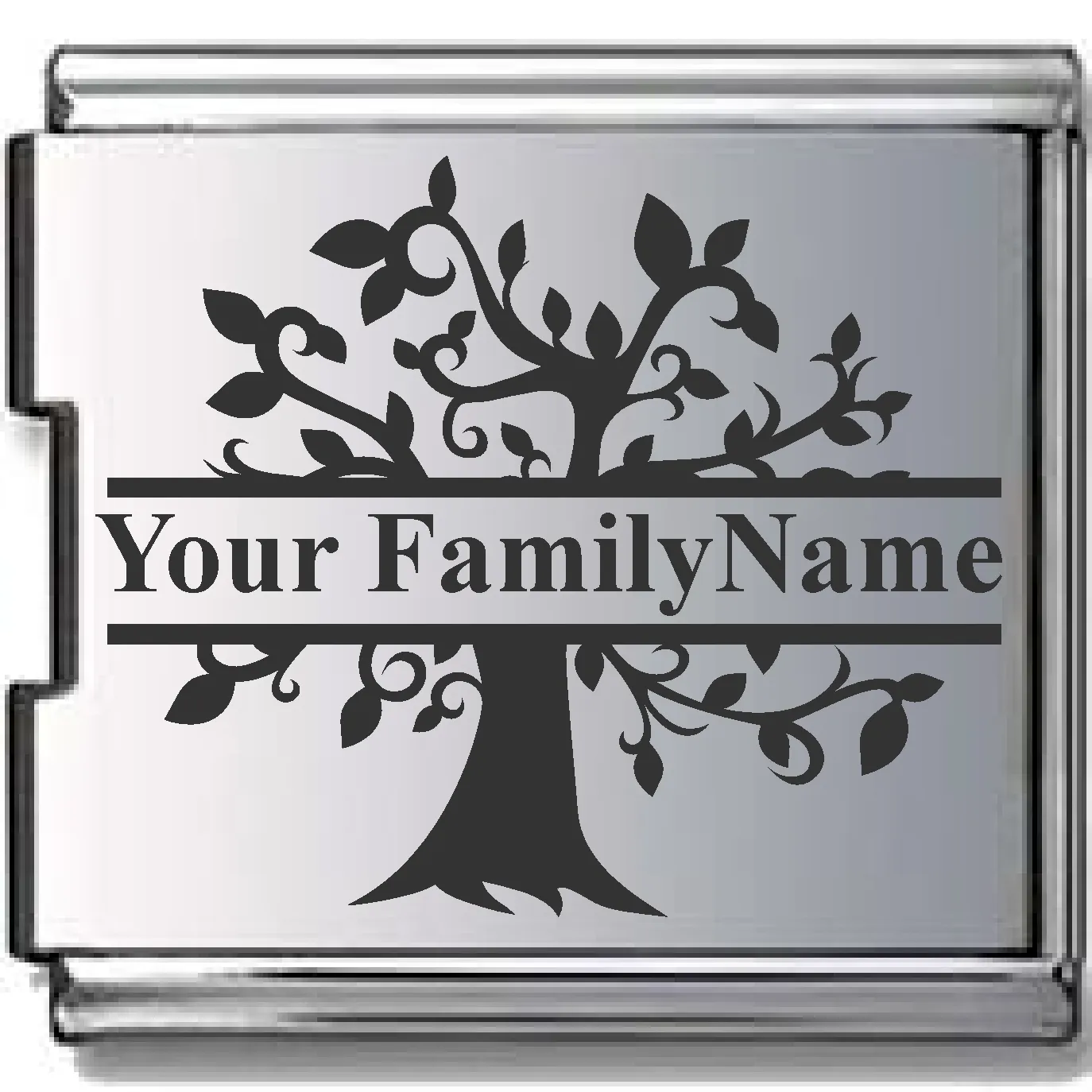 Engraved Family Tree Megalink Italian charm, joins 2x 9mm bracelets (Click to Personalize)