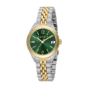 Esprit Madison ll Women Green Dial Silver Gold Watch