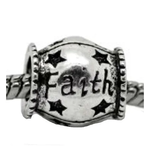 Faith Charm European Bead Compatible for Most European Snake Chain Bracelet