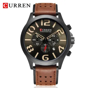 Fashion Chronograph CURREN Mens Watches Analog Quartz Waterproof Sport Wrist Watch Men Military Leather Relogio Masculino