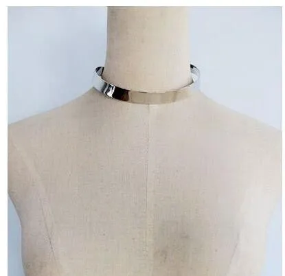 Fashion Jewelry Gold Chain Smooth Metal Choker Necklaces For Women Bijoux Collier Ras Du Cou Chunky Statement Necklace