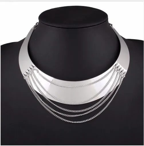 Fashion Jewelry Gold Chain Smooth Metal Choker Necklaces For Women Bijoux Collier Ras Du Cou Chunky Statement Necklace