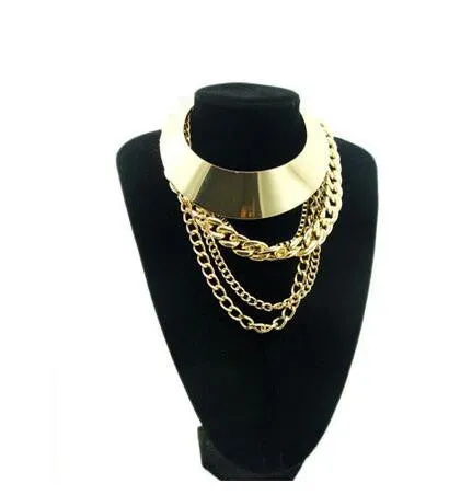 Fashion Jewelry Gold Chain Smooth Metal Choker Necklaces For Women Bijoux Collier Ras Du Cou Chunky Statement Necklace