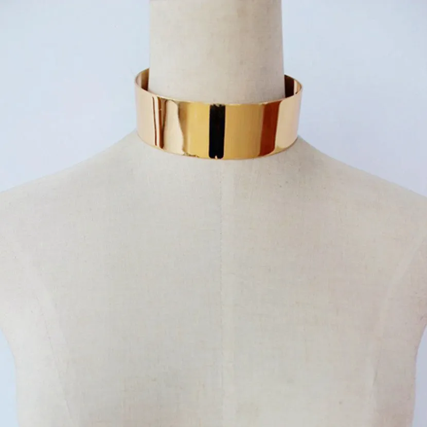 Fashion Jewelry Gold Chain Smooth Metal Choker Necklaces For Women Bijoux Collier Ras Du Cou Chunky Statement Necklace
