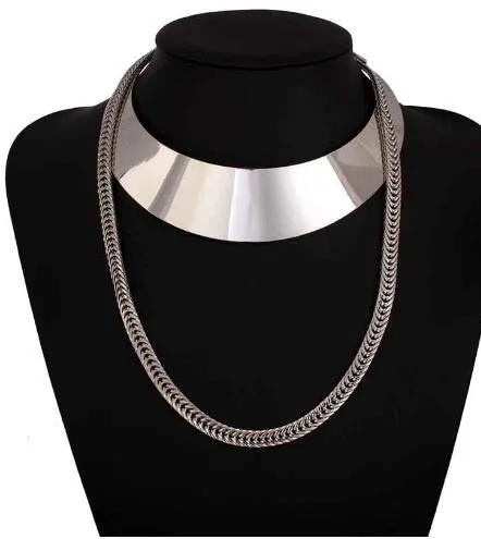 Fashion Jewelry Gold Chain Smooth Metal Choker Necklaces For Women Bijoux Collier Ras Du Cou Chunky Statement Necklace