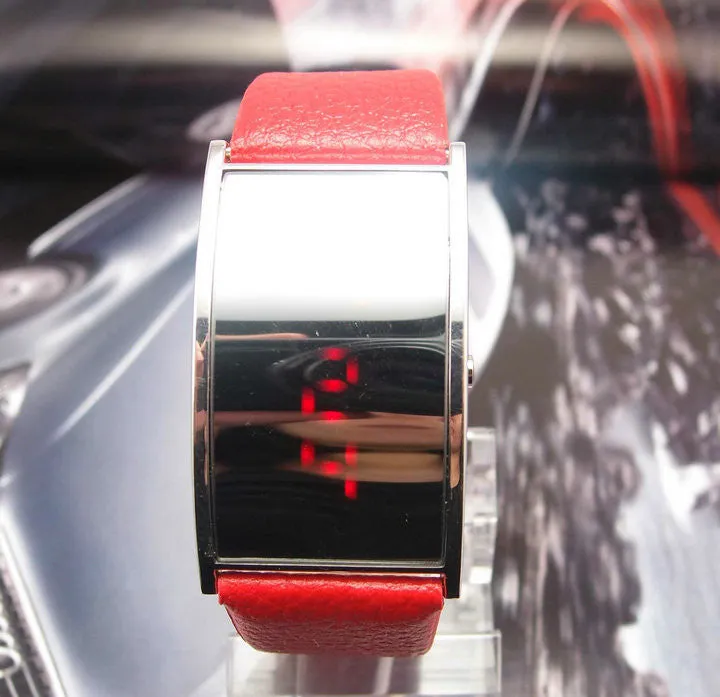 Fashion leather strap Led Digital watch Wrist watches men women Ladies watch Unisex watch