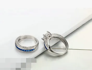 Fashion personality square zircon women's ring ring Platinum plated ring