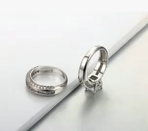 Fashion personality square zircon women's ring ring Platinum plated ring