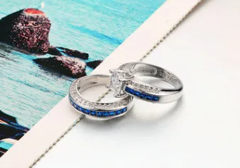 Fashion personality square zircon women's ring ring Platinum plated ring