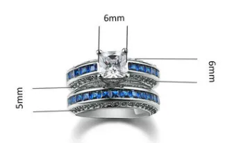 Fashion personality square zircon women's ring ring Platinum plated ring