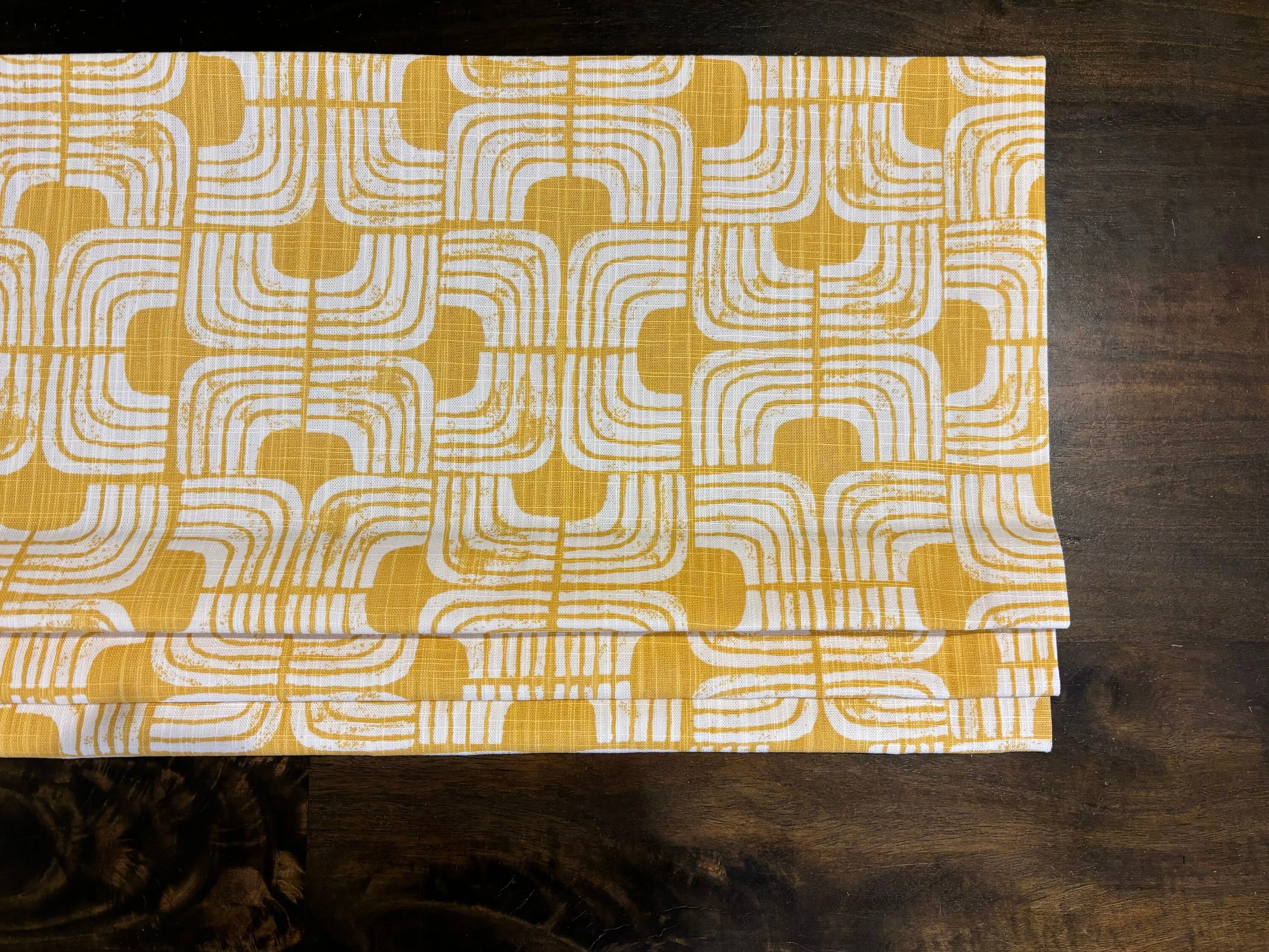 Faux Roman Shade Valance in Brazillian Yellow and White Print, Fully Lined, Custom Made Modern Kitchen Valance Curtains