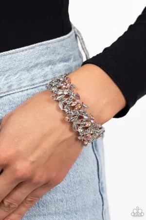 Feathered Finesse - Orange - Rhinestone Paparazzi Stretchy Bracelet