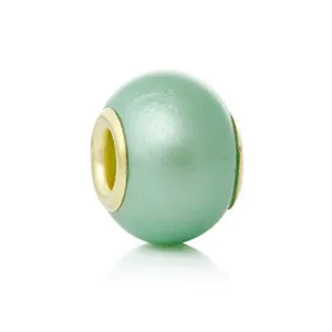 Five (5)Light Blue -Lampwork Murano Glass European Beads Compatible with European Snake Chain Bracelet