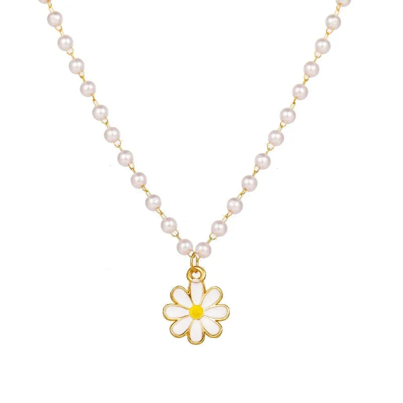 Flower Pearl Bracelet Women Party Banquet Statement Jewelry Gift