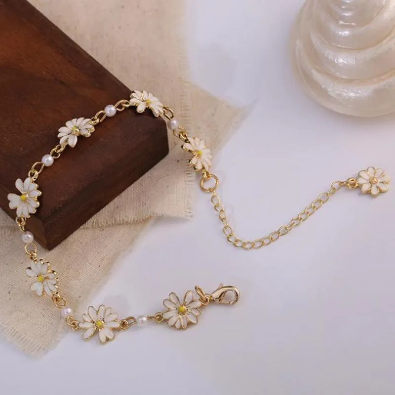 Flower Pearl Bracelet Women Party Banquet Statement Jewelry Gift