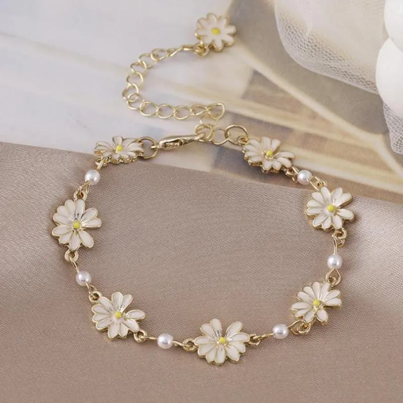 Flower Pearl Bracelet Women Party Banquet Statement Jewelry Gift