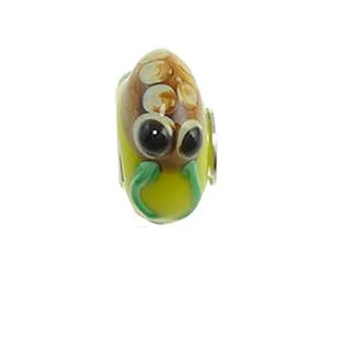 Frog on Murano Glass Bead Compatible for Most European Snake Chain Bracelet