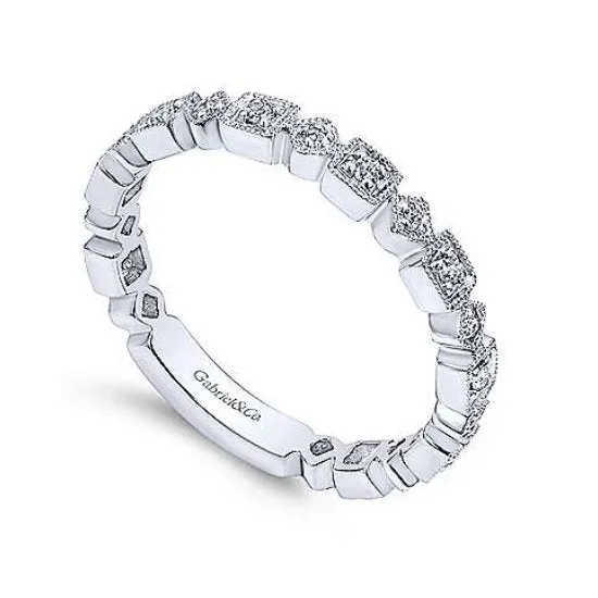 Gabriel & Co 14K White Gold Geometric Diamond Stackable Band