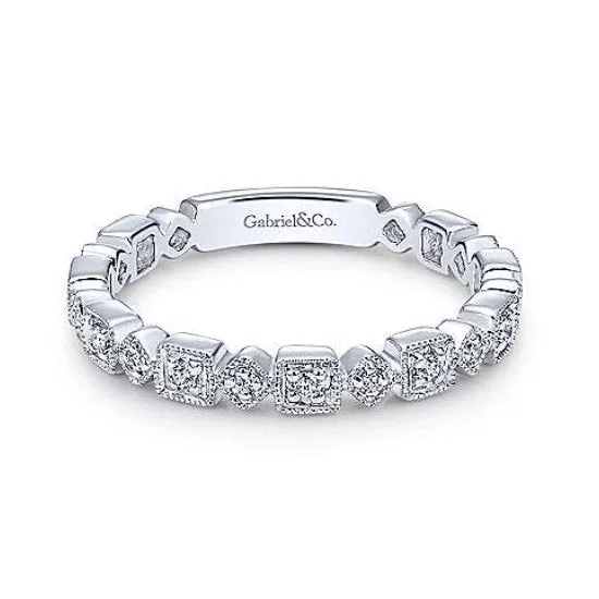 Gabriel & Co 14K White Gold Geometric Diamond Stackable Band