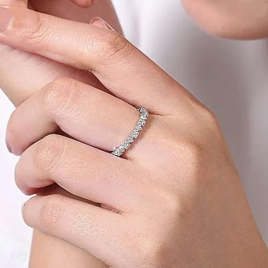 Gabriel & Co 14K White Gold Geometric Diamond Stackable Band