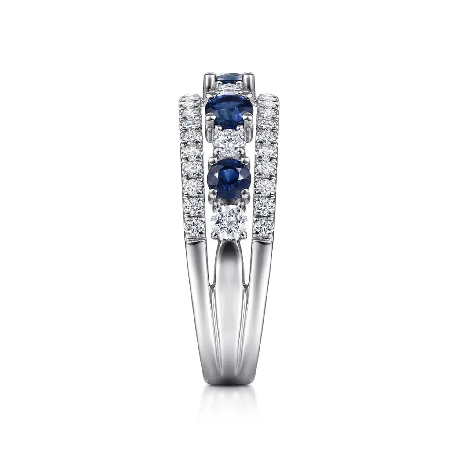 Gabriel & Co. Blue Sapphire & Diamond Round Cut Five Stone Ring