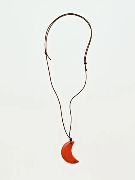Gemstone Crescent Pendant Necklace