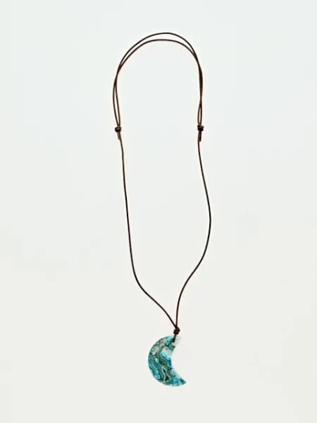 Gemstone Crescent Pendant Necklace
